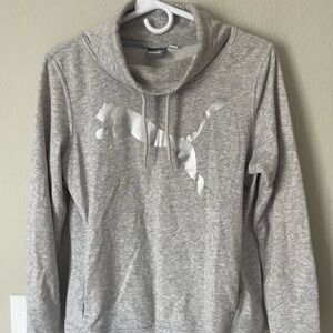 Puma Light Gray Hoodie with Silver Logo